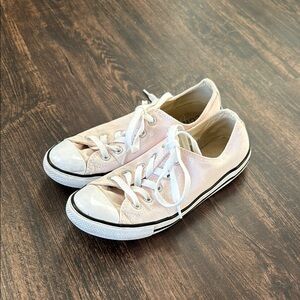 Converse Cream and Pink Canvas Sneakers with Rubber Toe Cap